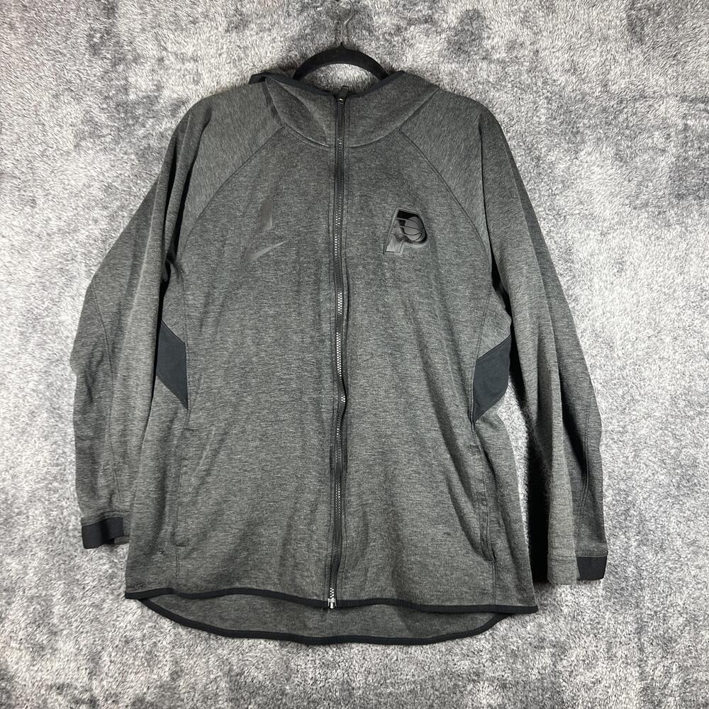 Indiana Pacers Hoodie Mens XL Gray Nike Full Zip Hooded Dri-FIT NBA Basketball